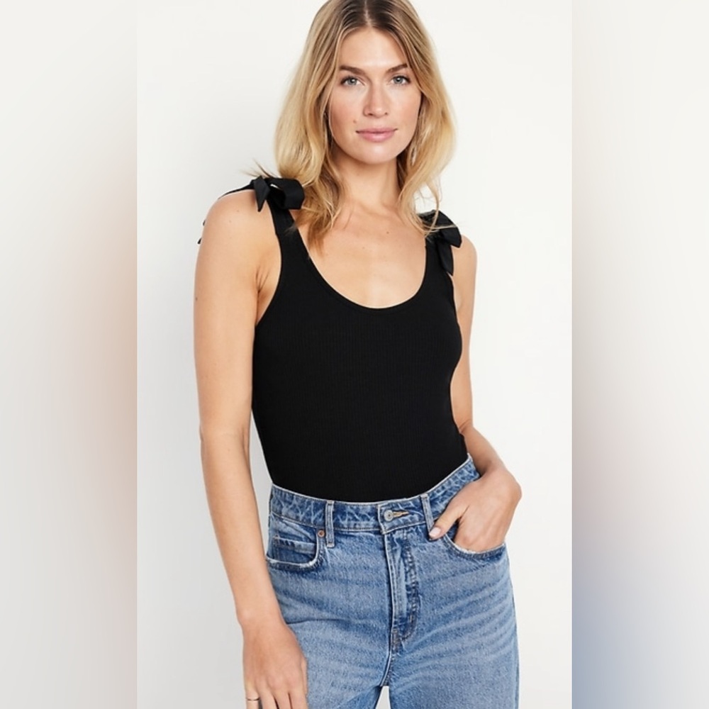 Old Navy Tie Strap Ribbed Tank Top Bodysuit Size M